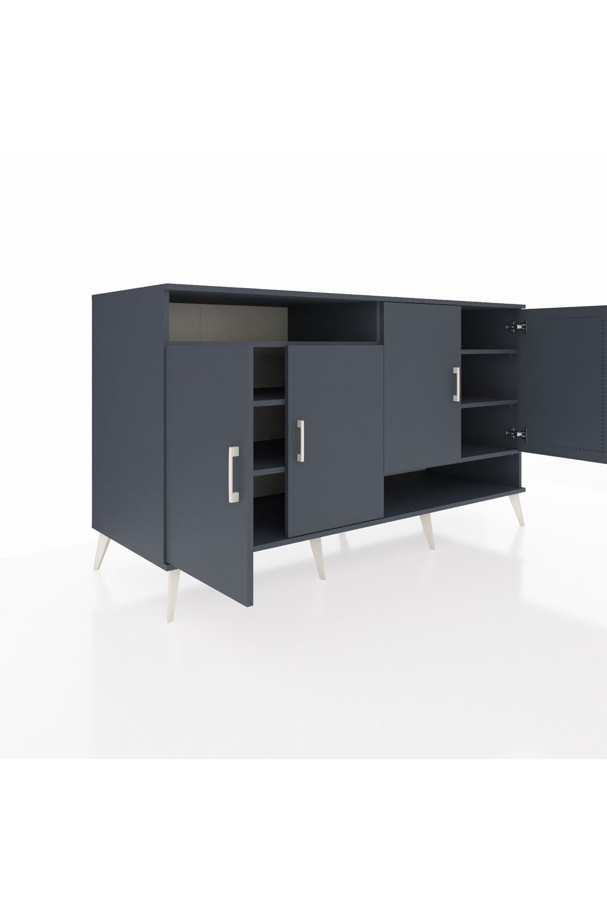 Kronos Konsol 6 Raflı 4 Kapaklı 176x59x99 Antrasit-Antrasit