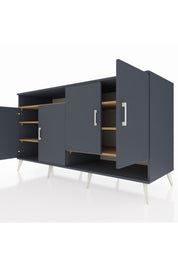 Kronos Konsol 6 Raflı 4 Kapaklı 176x59x99 Antrasit-Antrasit/Çam