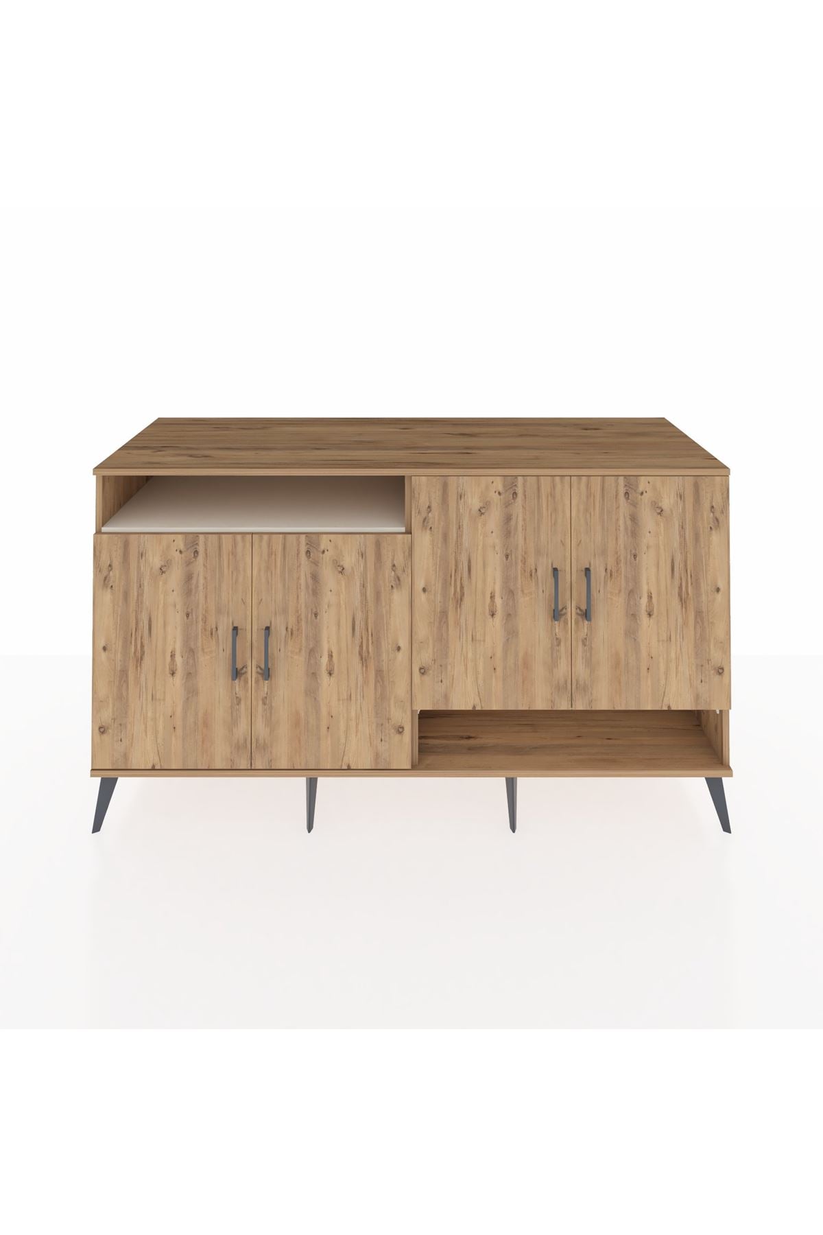 Kronos Konsol 6 Raflı 4 Kapaklı 176x59x99 Çam-Çam/Aytaşı