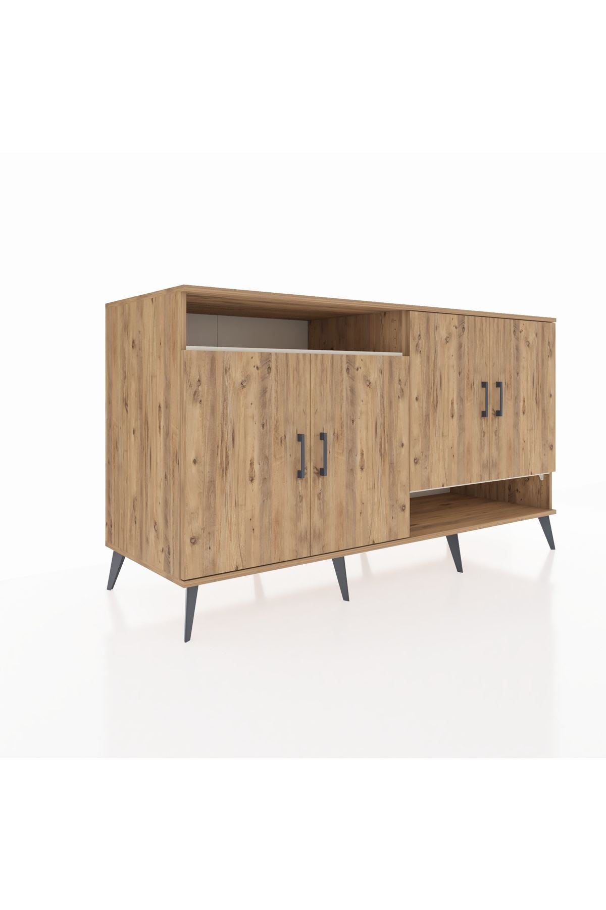 Kronos Konsol 6 Raflı 4 Kapaklı 176x59x99 Çam-Çam/Aytaşı