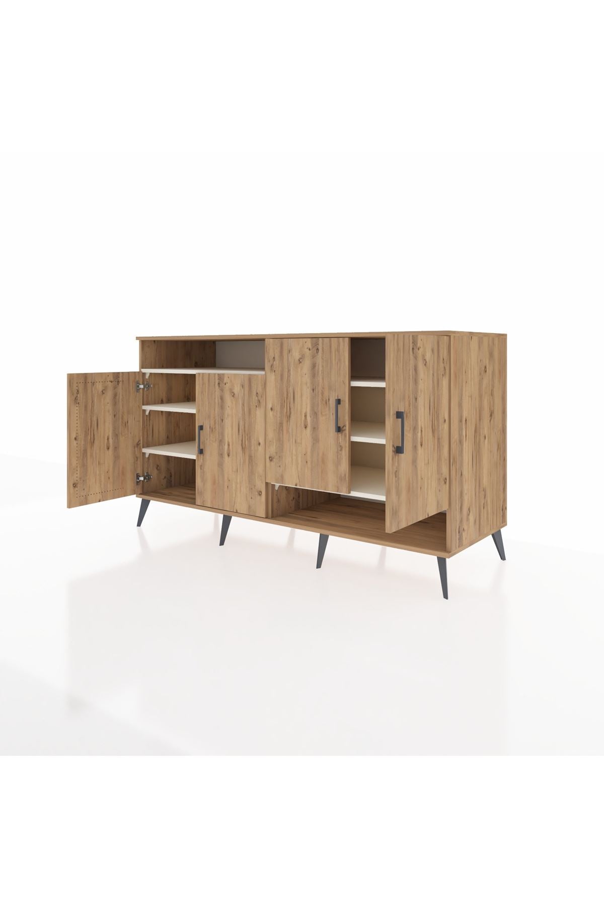 Kronos Konsol 6 Raflı 4 Kapaklı 176x59x99 Çam-Çam/Aytaşı