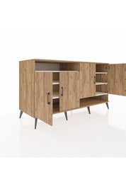 Kronos Konsol 6 Raflı 4 Kapaklı 176x59x99 Çam-Çam/Aytaşı