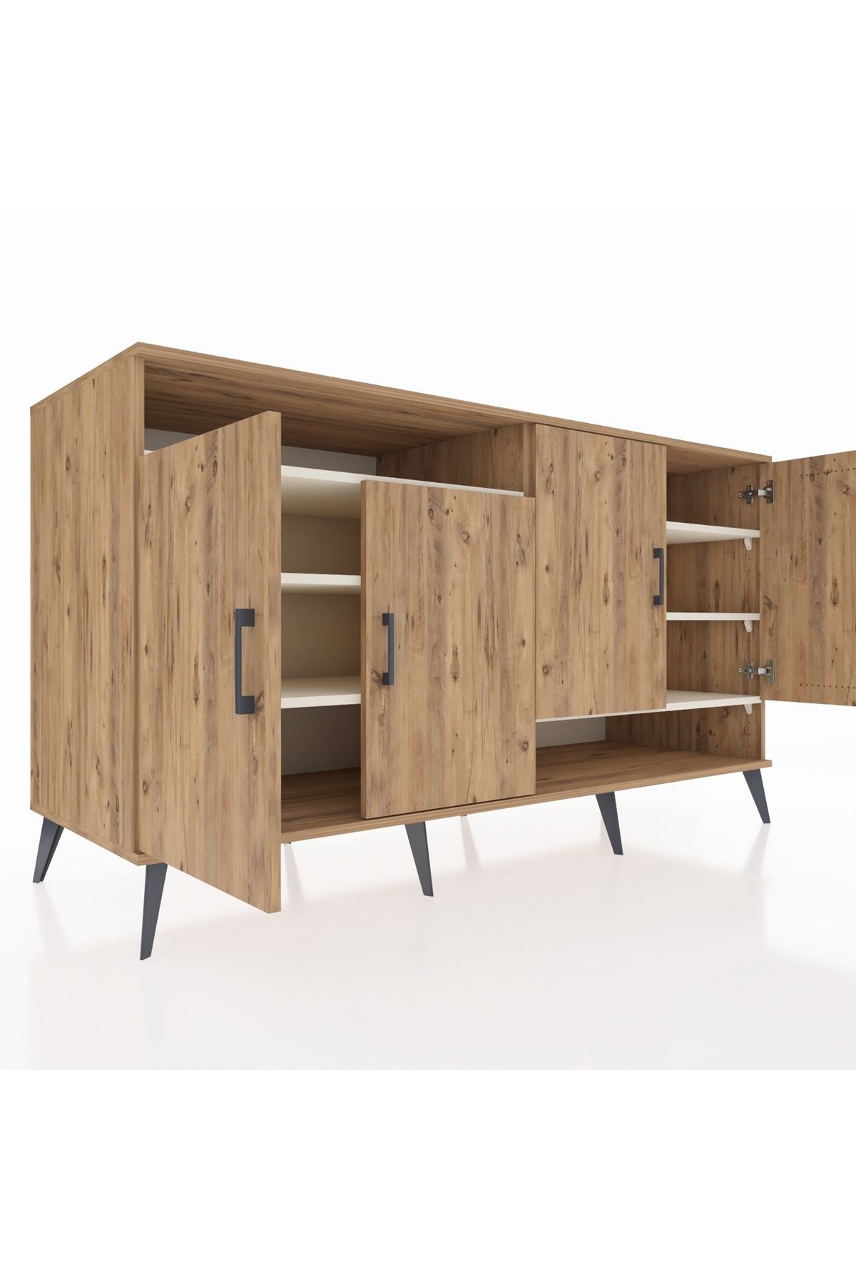 Kronos Konsol 6 Raflı 4 Kapaklı 176x59x99 Çam-Çam/Aytaşı