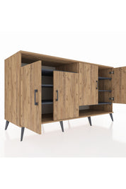 Kronos Konsol 6 Raflı 4 Kapaklı 176x59x99 Çam-Çam/Antrasit