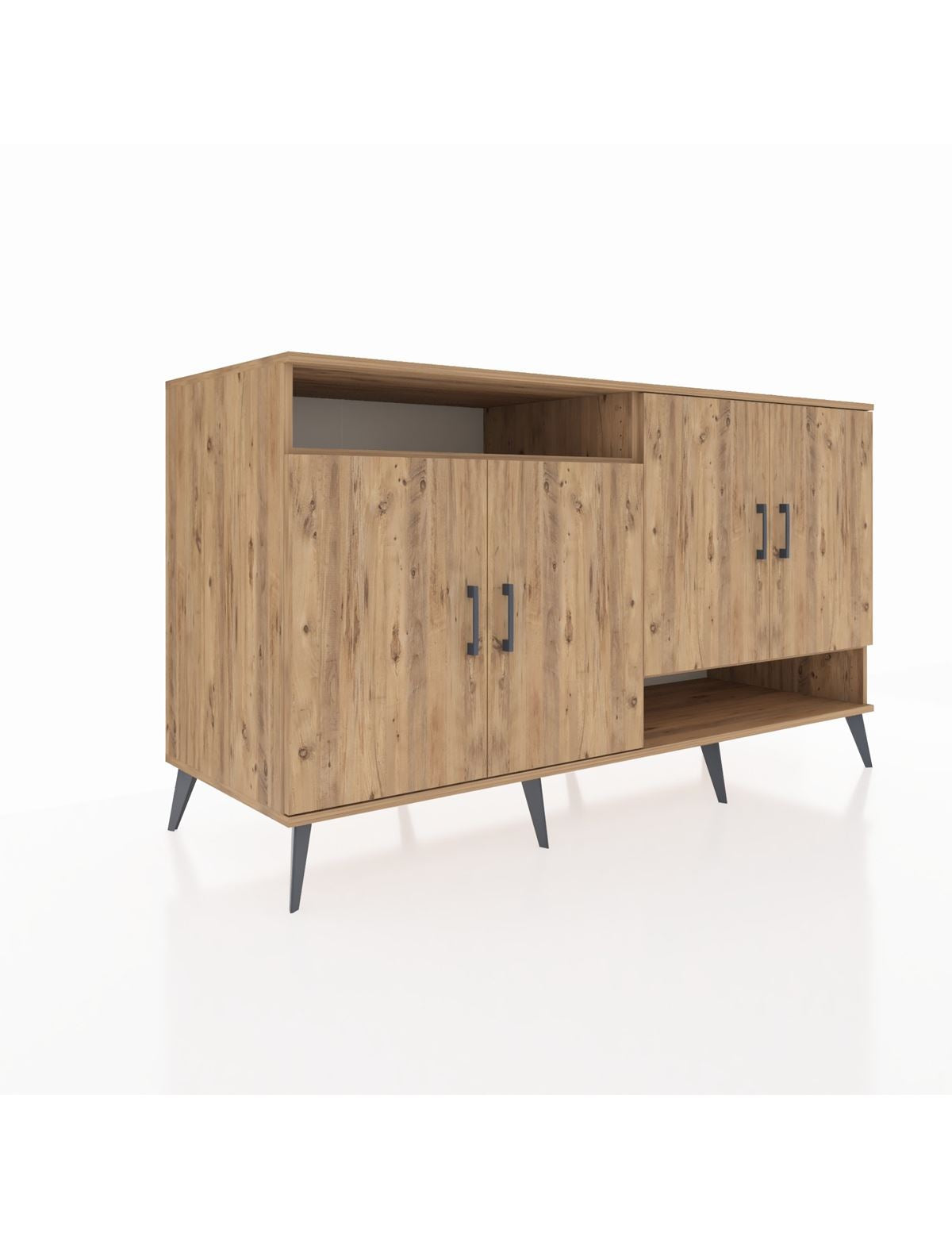 Kronos Konsol 6 Raflı 4 Kapaklı 176x59x99 Çam-Çam