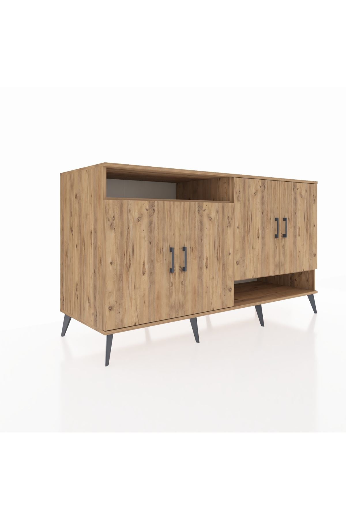 Kronos Konsol 6 Raflı 4 Kapaklı 176x59x99 Çam-Çam