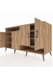 Kronos Konsol 6 Raflı 4 Kapaklı 176x59x99 Çam-Çam