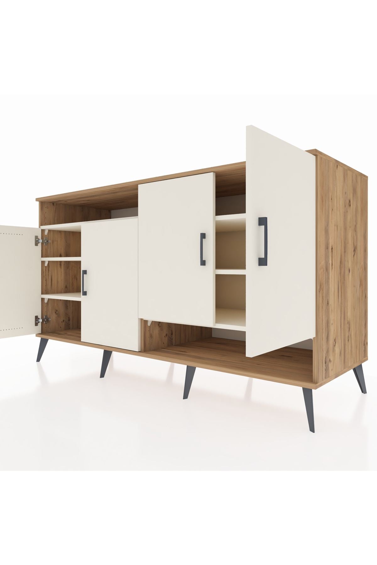 Kronos Konsol 6 Raflı 4 Kapaklı 176x59x99 Çam-Aytaşı