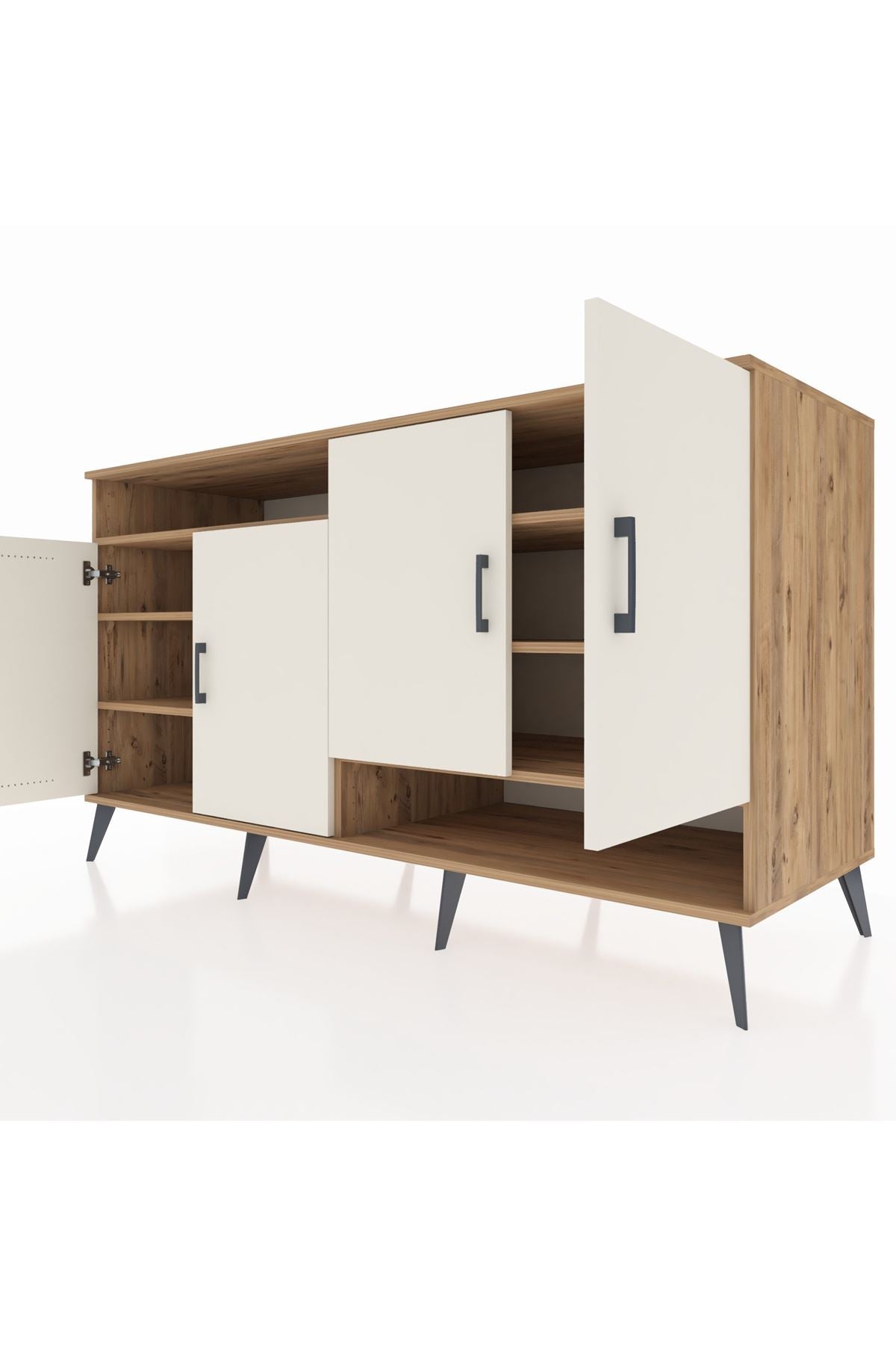 Kronos Konsol 6 Raflı 4 Kapaklı 176x59x99 Çam-Aytaşı/Çam