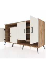 Kronos Konsol 6 Raflı 4 Kapaklı 176x59x99 Çam-Aytaşı/Çam