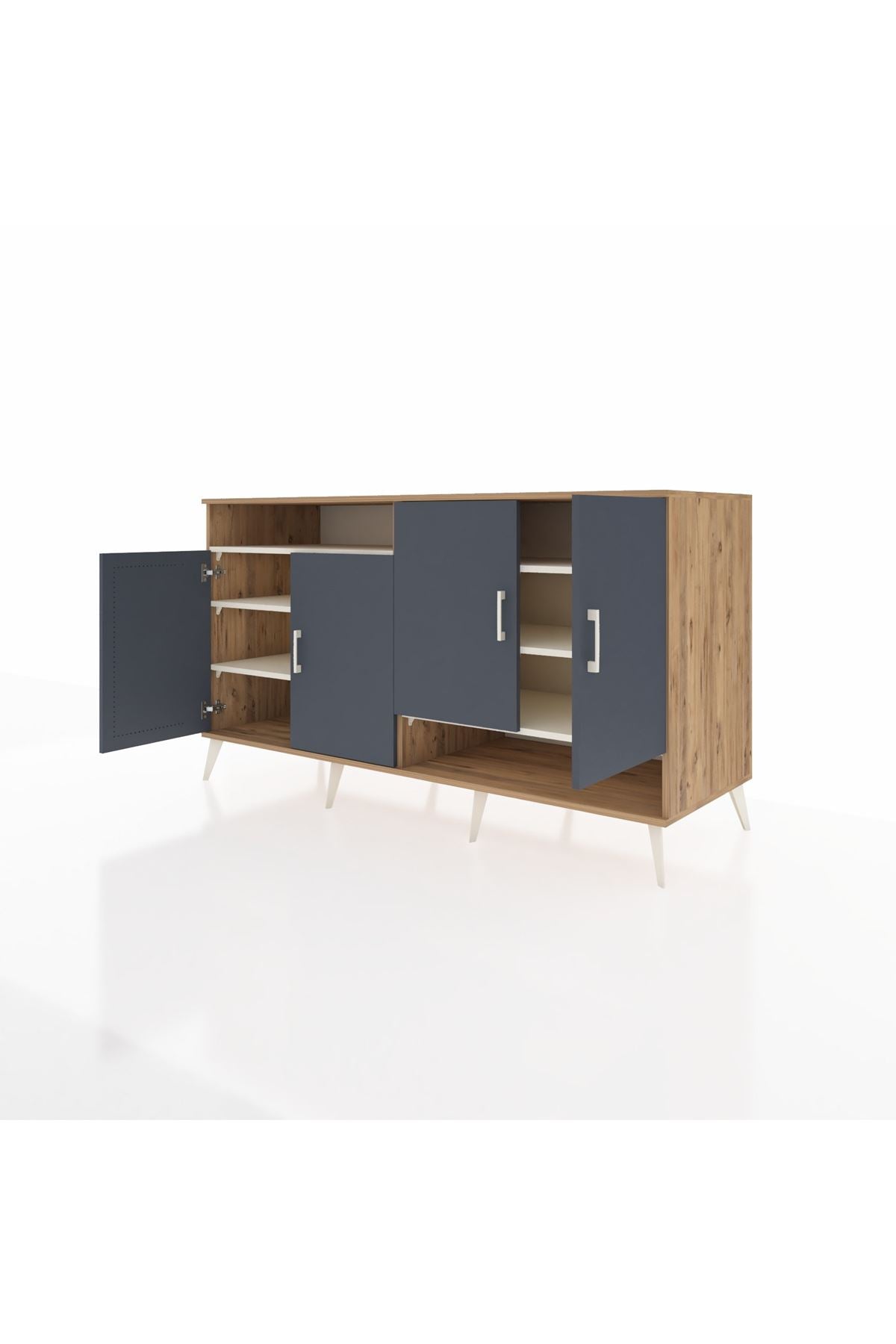 Kronos Konsol 6 Raflı 4 Kapaklı 176x59x99 Çam-Antrasit/Aytaşı