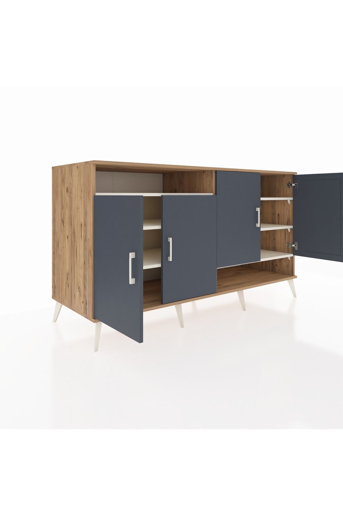 Kronos Konsol 6 Raflı 4 Kapaklı 176x59x99 Çam-Antrasit/Aytaşı