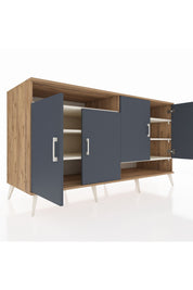 Kronos Konsol 6 Raflı 4 Kapaklı 176x59x99 Çam-Antrasit/Aytaşı