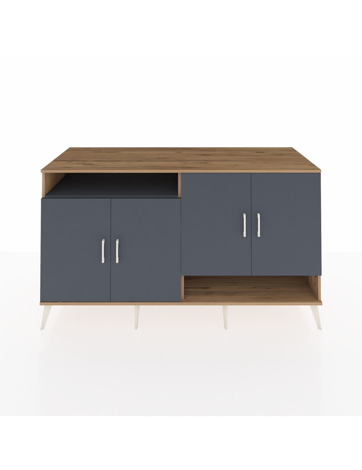 Kronos Konsol 6 Raflı 4 Kapaklı 176x59x99 Çam-Antrasit