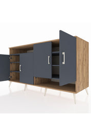 Kronos Konsol 6 Raflı 4 Kapaklı 176x59x99 Çam-Antrasit