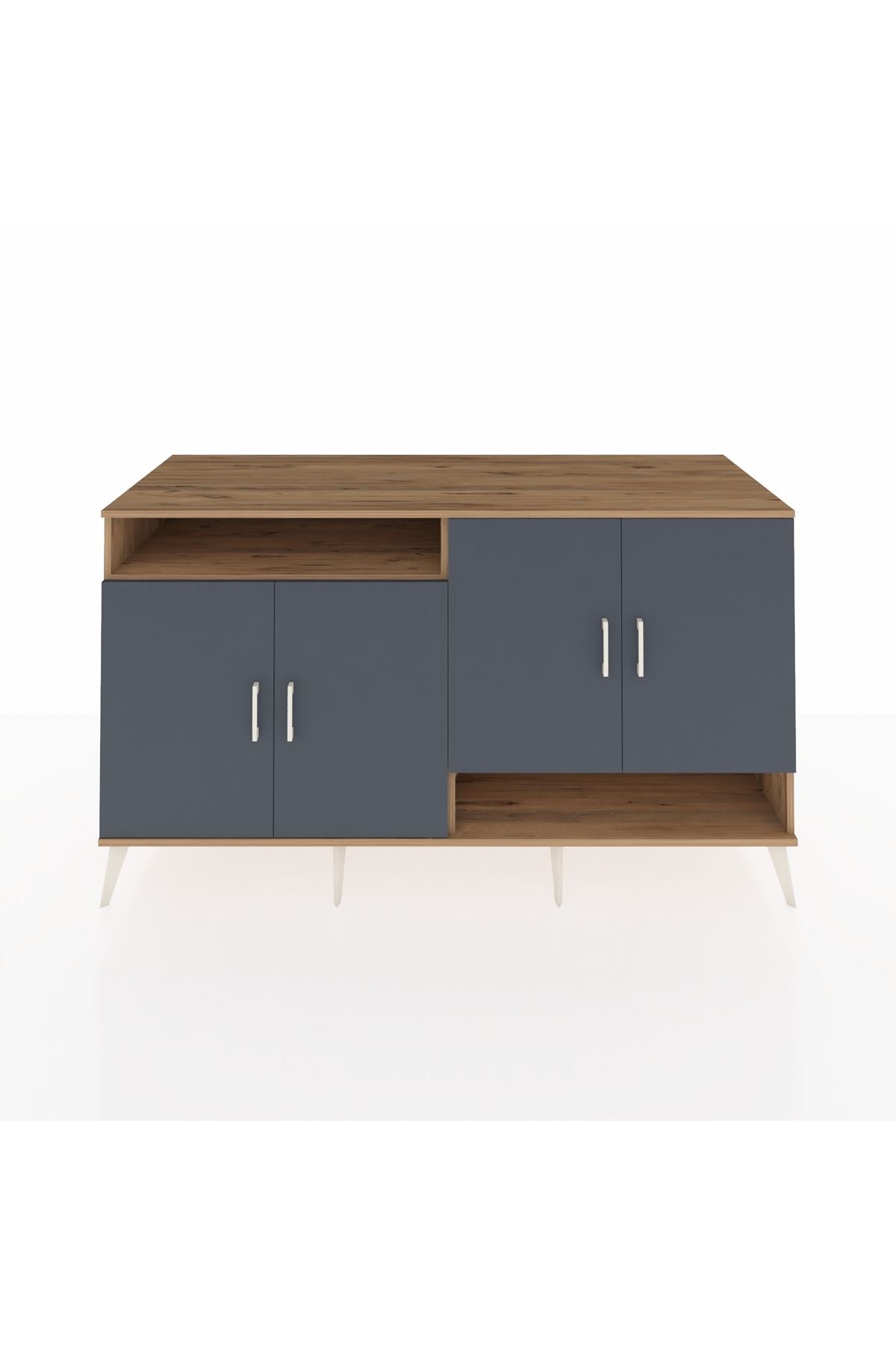 Kronos Konsol 6 Raflı 4 Kapaklı 176x59x99 Çam-Antrasit/Çam