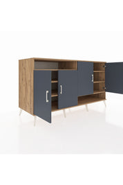 Kronos Konsol 6 Raflı 4 Kapaklı 176x59x99 Çam-Antrasit/Çam