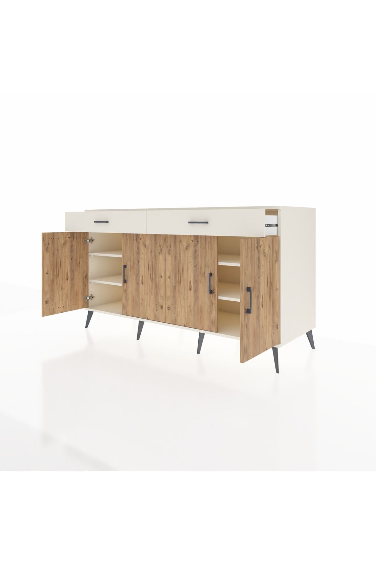 Kronos Konsol 4 Raflı 2 Çekmeceli 4 Kapaklı 176x59x99 Aytaşı-Çam/Aytaşı