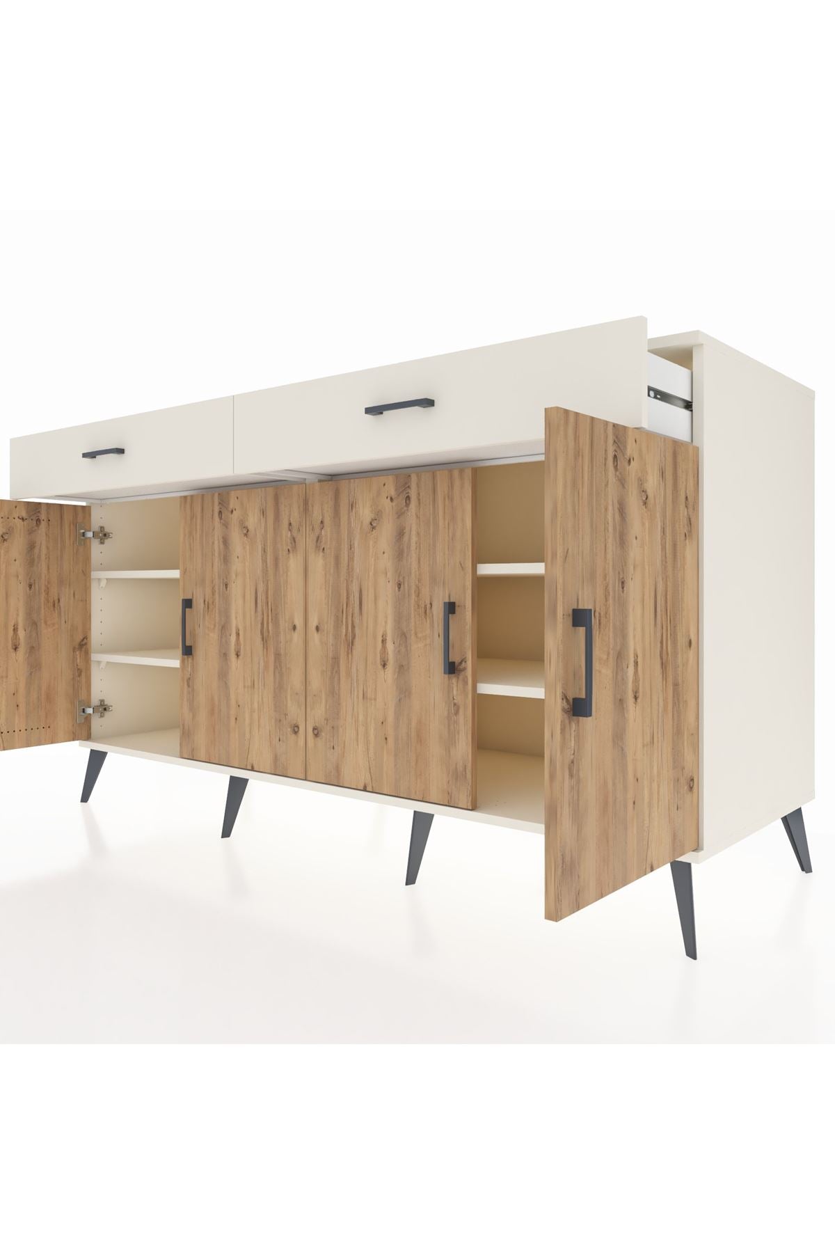 Kronos Konsol 4 Raflı 2 Çekmeceli 4 Kapaklı 176x59x99 Aytaşı-Çam/Aytaşı