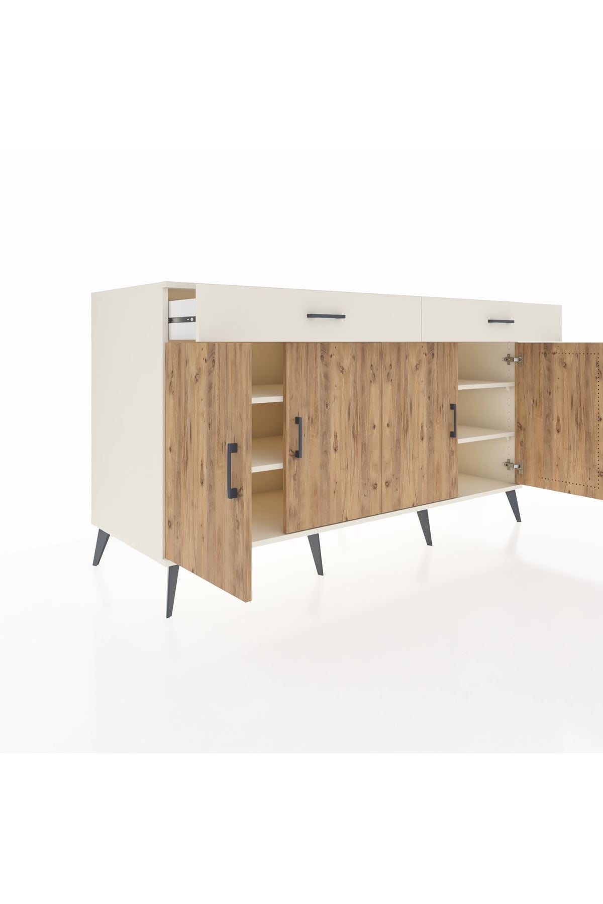 Kronos Konsol 4 Raflı 2 Çekmeceli 4 Kapaklı 176x59x99 Aytaşı-Çam/Aytaşı