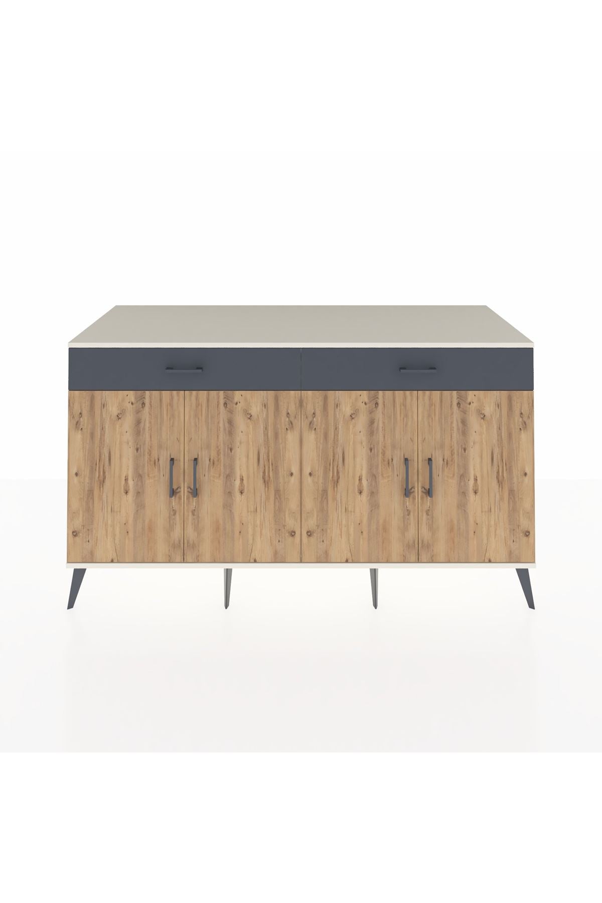 Kronos Konsol 4 Raflı 2 Çekmeceli 4 Kapaklı 176x59x99 Aytaşı-Çam/Antrasit