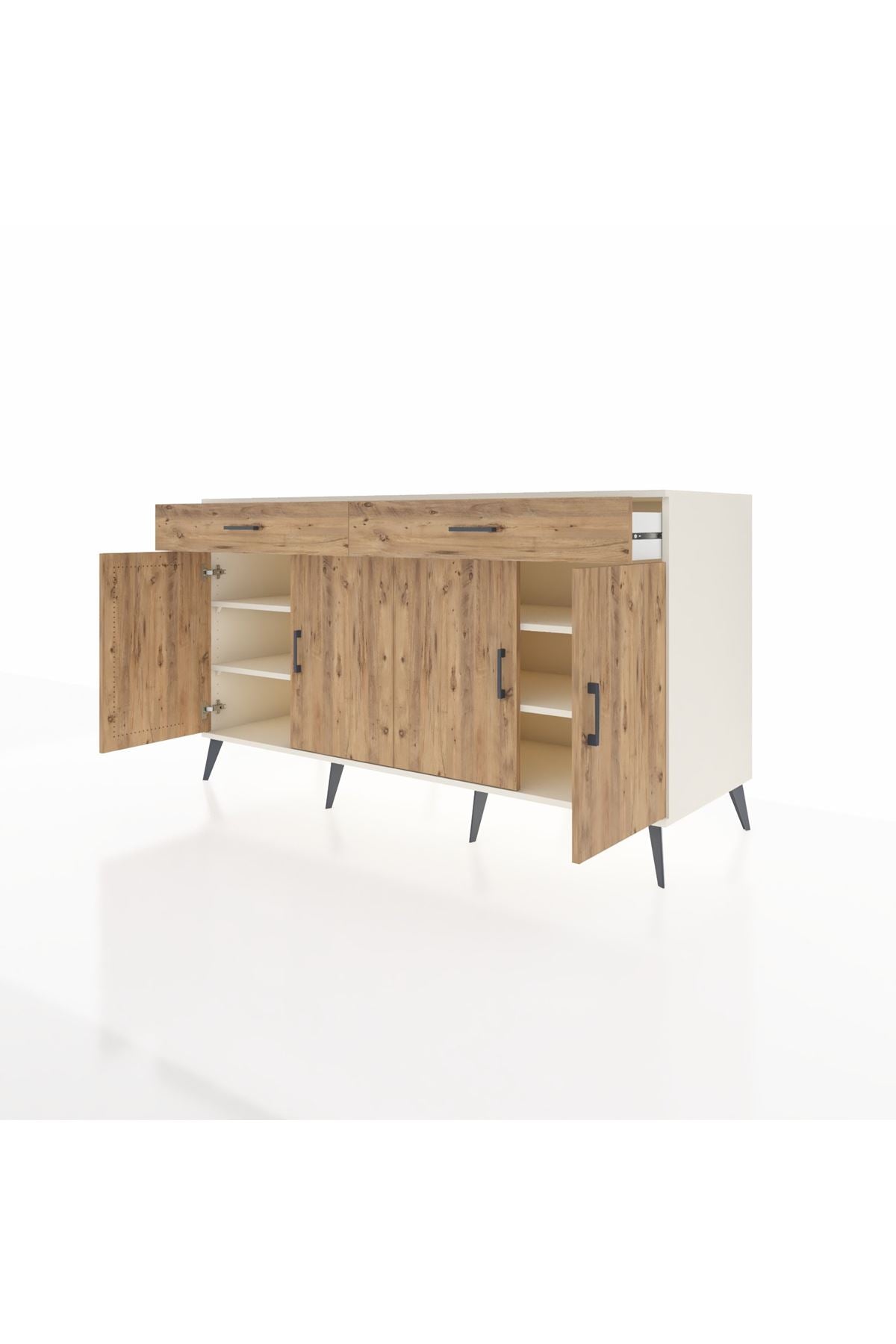 Kronos Konsol 4 Raflı 2 Çekmeceli 4 Kapaklı 176x59x99 Aytaşı-Çam