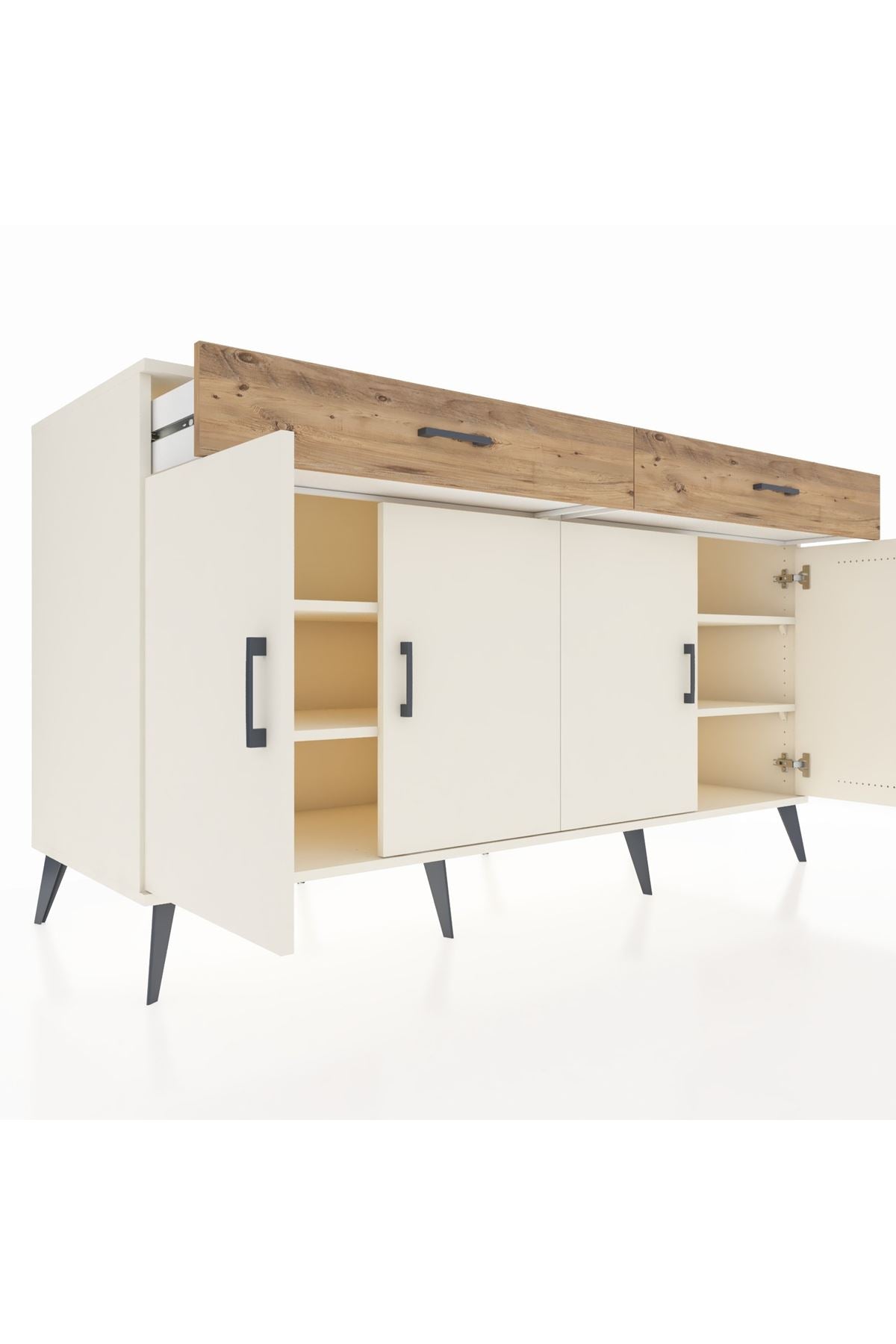 Kronos Konsol 4 Raflı 2 Çekmeceli 4 Kapaklı 176x59x99 Aytaşı-Aytaşı/Çam