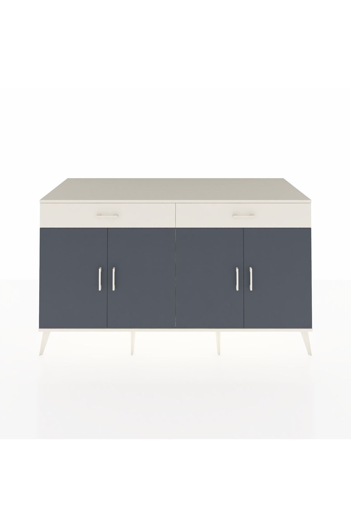 Kronos Konsol 4 Raflı 2 Çekmeceli 4 Kapaklı 176x59x99 Aytaşı-Antrasit/Aytaşı