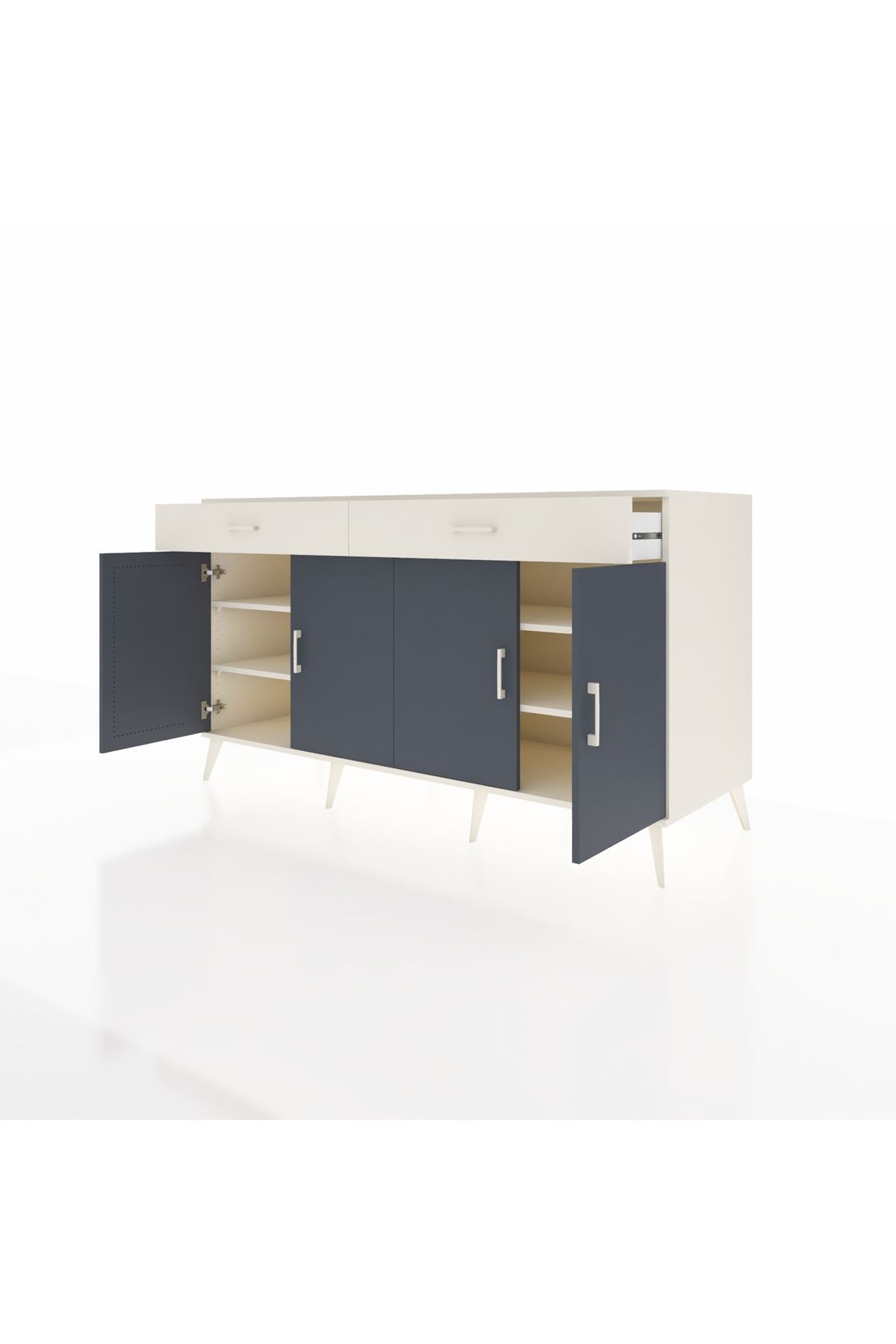 Kronos Konsol 4 Raflı 2 Çekmeceli 4 Kapaklı 176x59x99 Aytaşı-Antrasit/Aytaşı