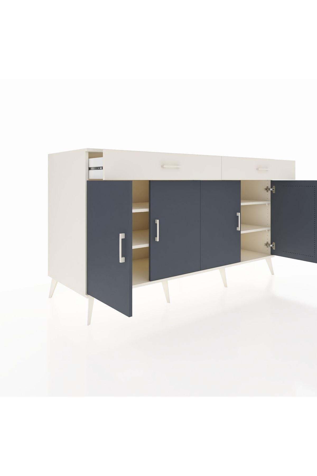 Kronos Konsol 4 Raflı 2 Çekmeceli 4 Kapaklı 176x59x99 Aytaşı-Antrasit/Aytaşı