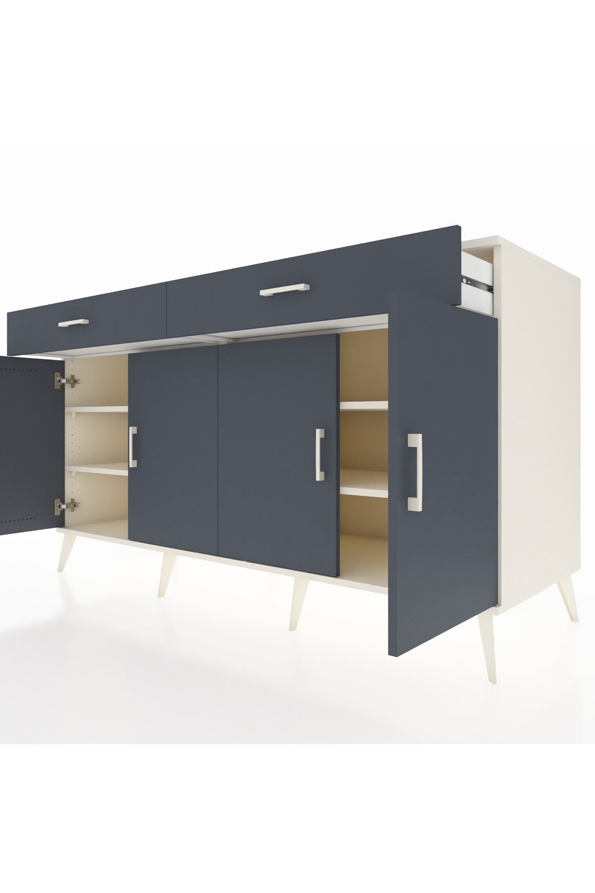 Kronos Konsol 4 Raflı 2 Çekmeceli 4 Kapaklı 176x59x99 Aytaşı-Antrasit