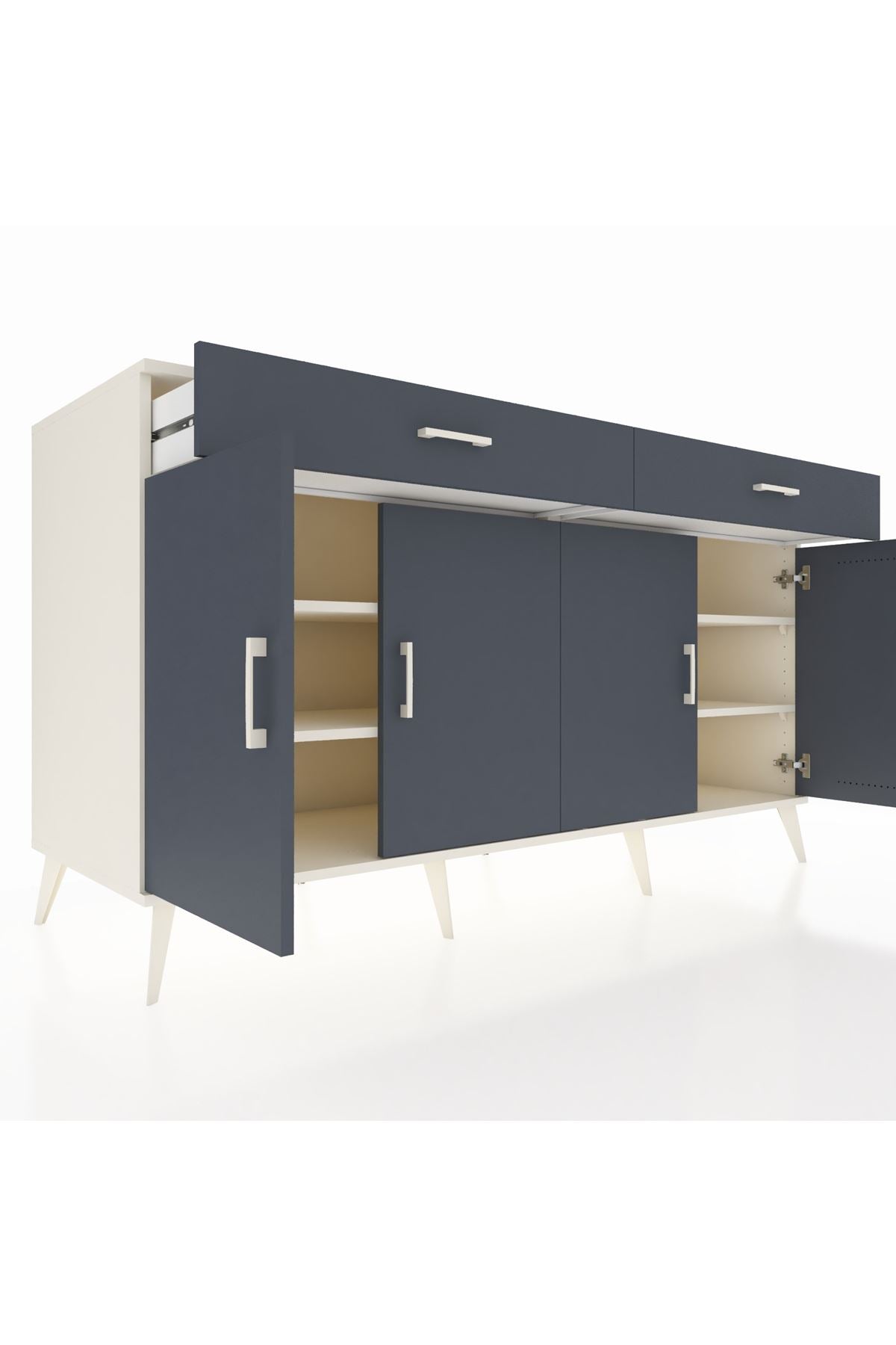 Kronos Konsol 4 Raflı 2 Çekmeceli 4 Kapaklı 176x59x99 Aytaşı-Antrasit