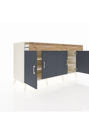 Kronos Konsol 4 Raflı 2 Çekmeceli 4 Kapaklı 176x59x99 Aytaşı-Antrasit/Çam