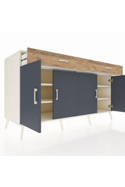 Kronos Konsol 4 Raflı 2 Çekmeceli 4 Kapaklı 176x59x99 Aytaşı-Antrasit/Çam