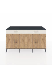 Kronos Konsol 4 Raflı 2 Çekmeceli 4 Kapaklı 176x59x99 Antrasit-Çam/Aytaşı