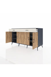 Kronos Konsol 4 Raflı 2 Çekmeceli 4 Kapaklı 176x59x99 Antrasit-Çam/Aytaşı