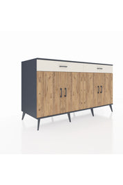 Kronos Konsol 4 Raflı 2 Çekmeceli 4 Kapaklı 176x59x99 Antrasit-Çam/Aytaşı
