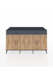 Kronos Konsol 4 Raflı 2 Çekmeceli 4 Kapaklı 176x59x99 Antrasit-Çam/Antrasit