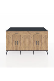 Kronos Konsol 4 Raflı 2 Çekmeceli 4 Kapaklı 176x59x99 Antrasit-Çam