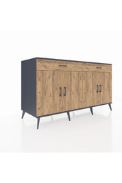 Kronos Konsol 4 Raflı 2 Çekmeceli 4 Kapaklı 176x59x99 Antrasit-Çam