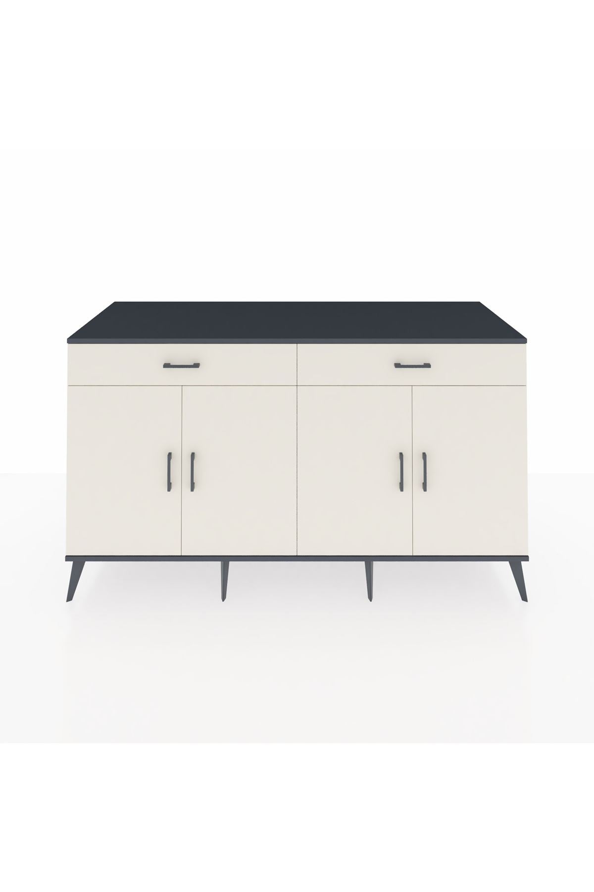 Kronos Konsol 4 Raflı 2 Çekmeceli 4 Kapaklı 176x59x99 Antrasit-Aytaşı