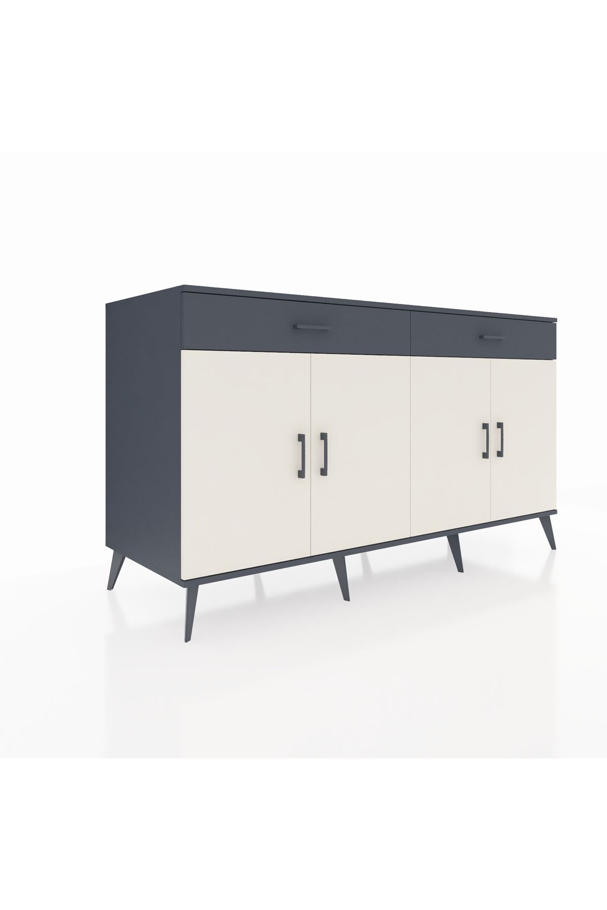 Kronos Konsol 4 Raflı 2 Çekmeceli 4 Kapaklı 176x59x99 Antrasit-Aytaşı/Antrasit