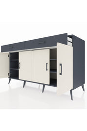 Kronos Konsol 4 Raflı 2 Çekmeceli 4 Kapaklı 176x59x99 Antrasit-Aytaşı/Antrasit