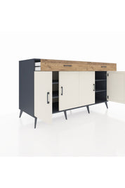 Kronos Konsol 4 Raflı 2 Çekmeceli 4 Kapaklı 176x59x99 Antrasit-Aytaşı/Çam