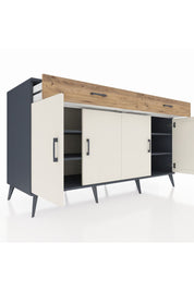 Kronos Konsol 4 Raflı 2 Çekmeceli 4 Kapaklı 176x59x99 Antrasit-Aytaşı/Çam