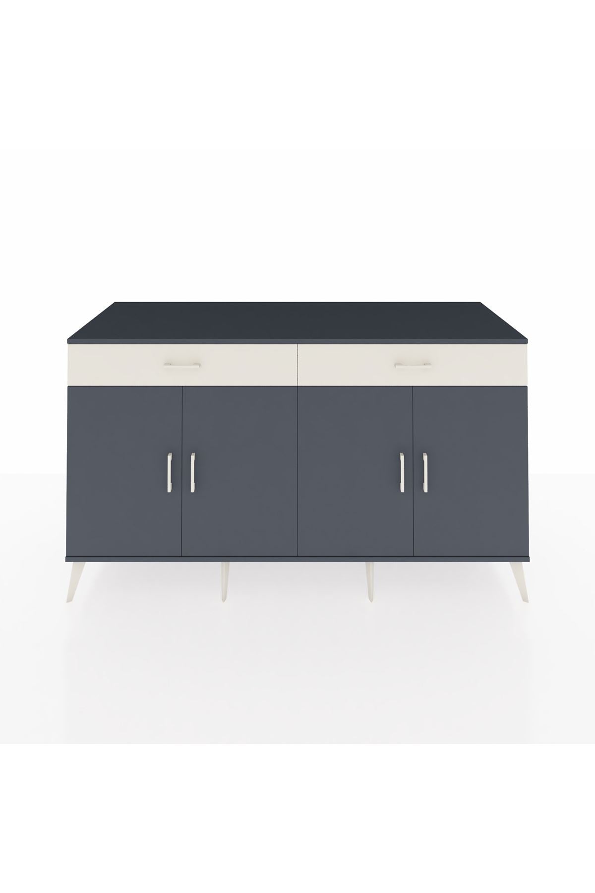 Kronos Konsol 4 Raflı 2 Çekmeceli 4 Kapaklı 176x59x99 Antrasit-Antrasit/Aytaşı