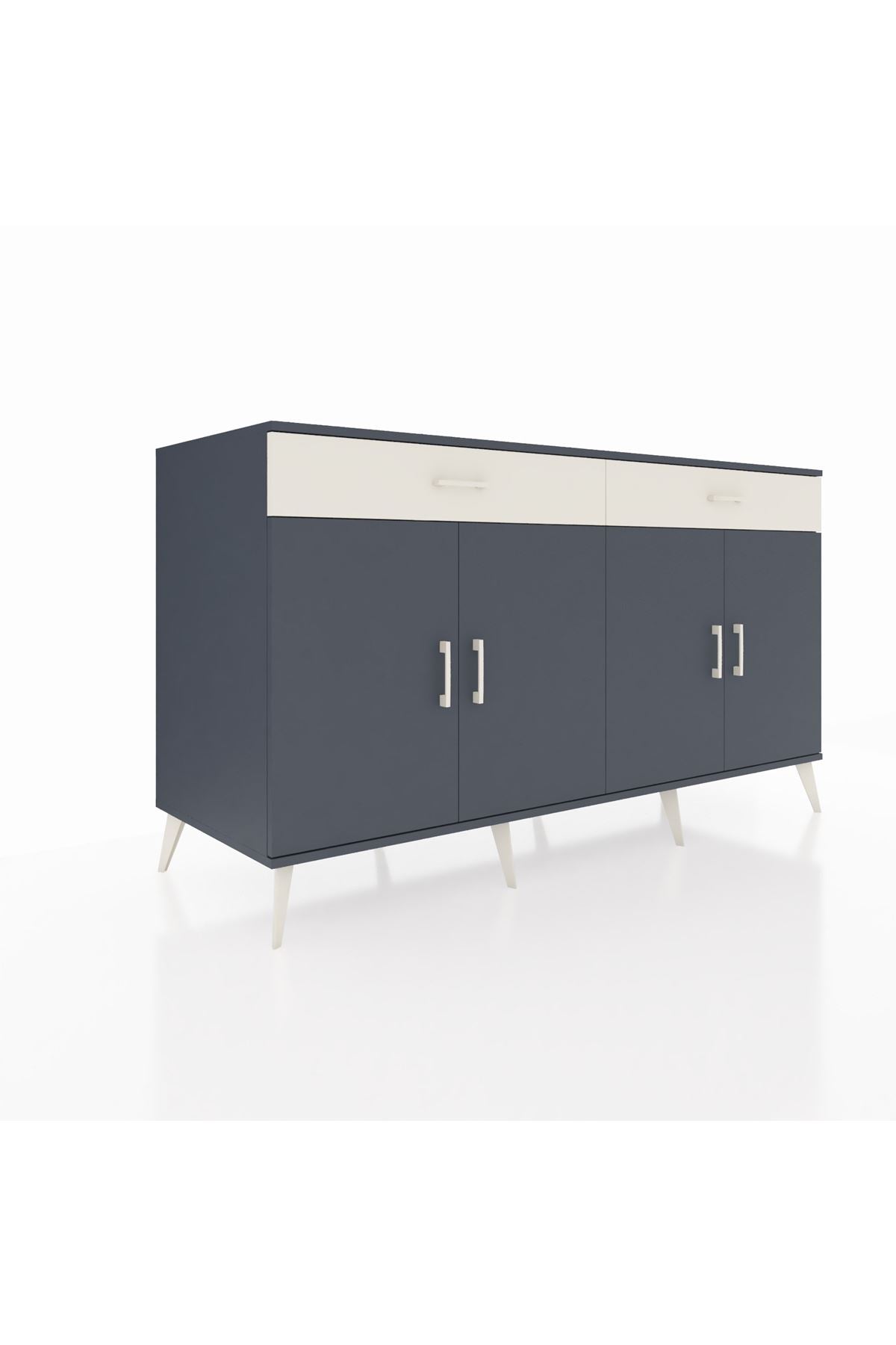 Kronos Konsol 4 Raflı 2 Çekmeceli 4 Kapaklı 176x59x99 Antrasit-Antrasit/Aytaşı