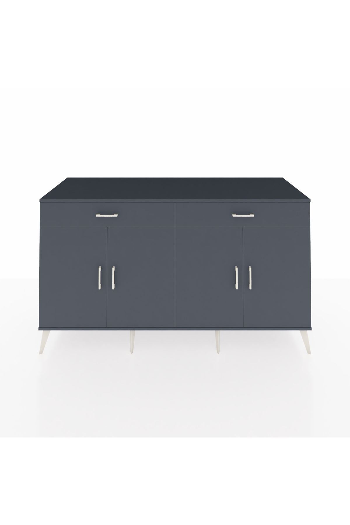 Kronos Konsol 4 Raflı 2 Çekmeceli 4 Kapaklı 176x59x99 Antrasit-Antrasit