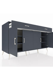 Kronos Konsol 4 Raflı 2 Çekmeceli 4 Kapaklı 176x59x99 Antrasit-Antrasit