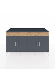 Kronos Konsol 4 Raflı 2 Çekmeceli 4 Kapaklı 176x59x99 Antrasit-Antrasit/Çam